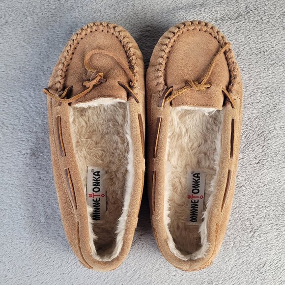 Minnetonka Women's Cally Slippers 4011 Size 8 Hard Sole Slip On Faux Fur Casual - Picture 5 of 11